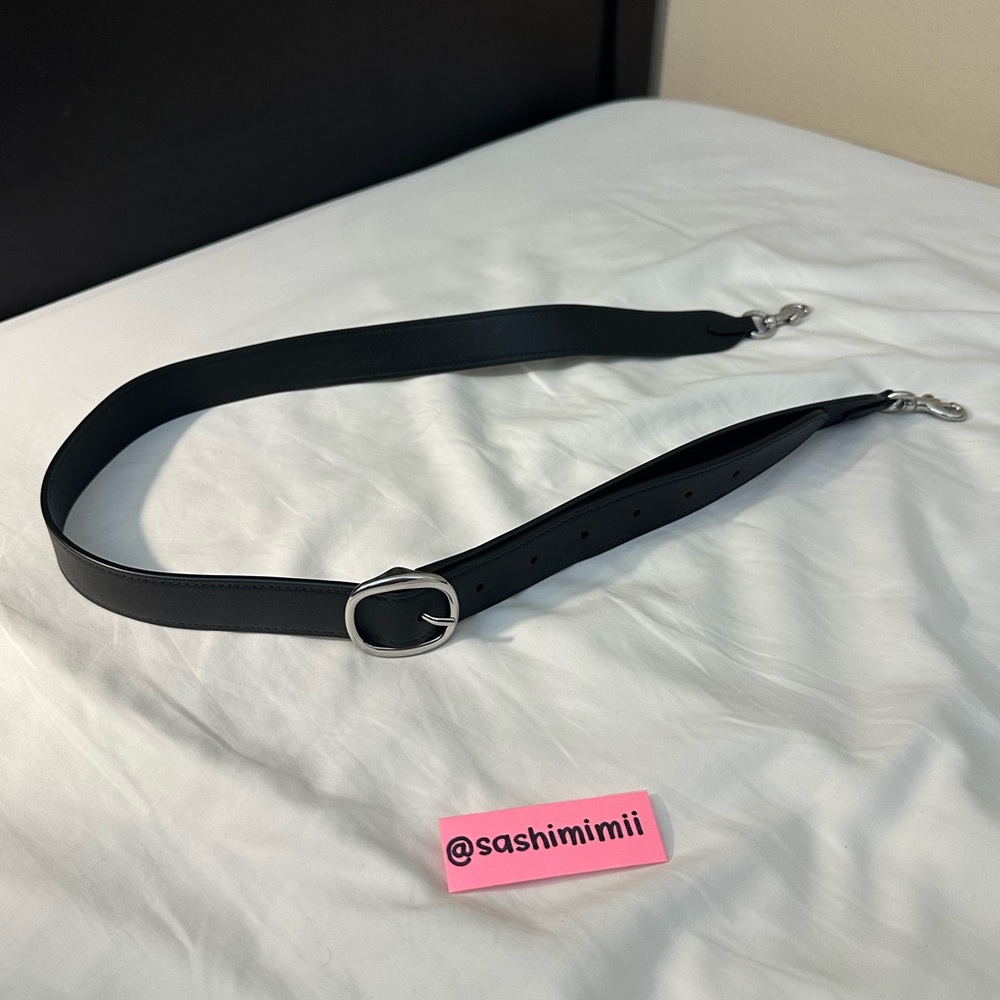 Coach Black Leather Crossbody / Shoulder Bag Strap with Silver Hardware